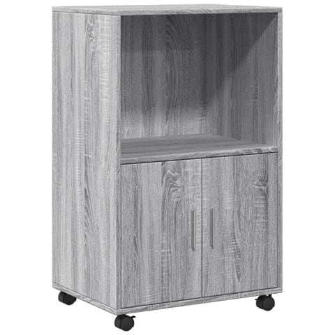 Mobiletto Con Ruote Grigio Sonoma 55x40x91cm In Truciolato - Foto 2