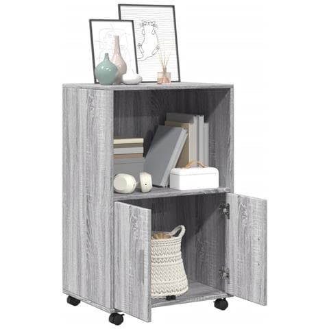 Mobiletto Con Ruote Grigio Sonoma 55x40x91cm In Truciolato - Foto 3