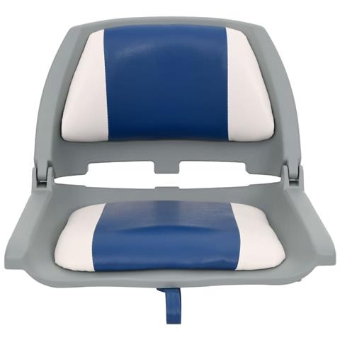 Set Sedile Per Barca Pieghevole 4pz Con Cuscino Blu-bianco - Foto 3