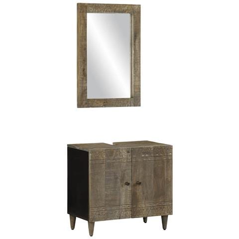 Set Mobili Da Bagno 2pz In Legno Massello Di Mango - Foto 1