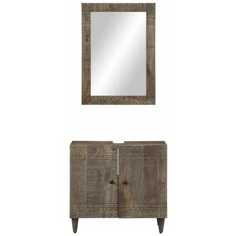 Set Mobili Da Bagno 2pz In Legno Massello Di Mango - Foto 2