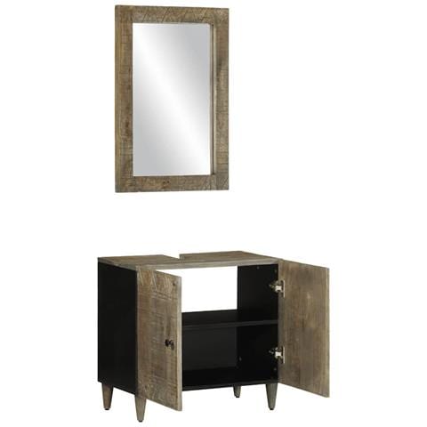 Set Mobili Da Bagno 2pz In Legno Massello Di Mango - Foto 3