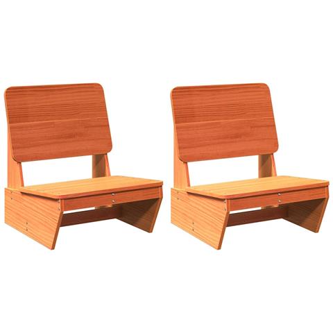 Sedie Da Giardino 2 Pz Cera Marrone Legno Massello Di Pino - Foto 2