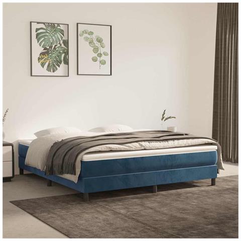 Materasso A Molle Blu Scuro 160x220x20 Cm In Velluto - Foto 1