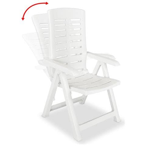 Sedie Reclinabili Da Giardino 4 Pz In Plastica Bianche - Foto 1
