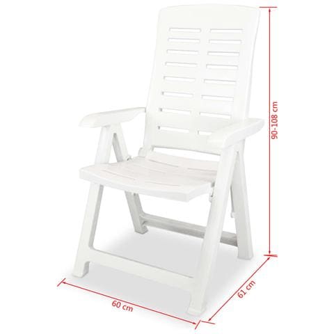 Sedie Reclinabili Da Giardino 4 Pz In Plastica Bianche - Foto 8