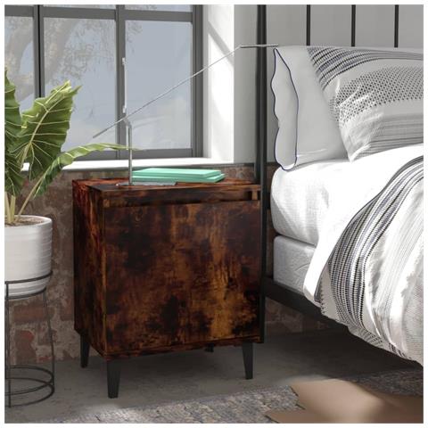 Comodino Con Gambe In Metallo Rovere Fumo 40x30x50 Cm - Foto 8