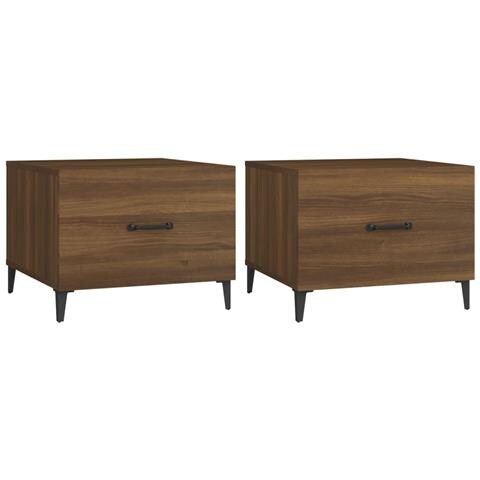Tavolini Salotto Gambe In Metallo 2pz Rovere Marrone 50x50x40cm - Foto 1