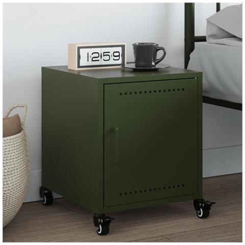 Lusso Casadino -  Comodino Verde Oliva 36x39x43,5 Cm In Acciaio - Foto 8