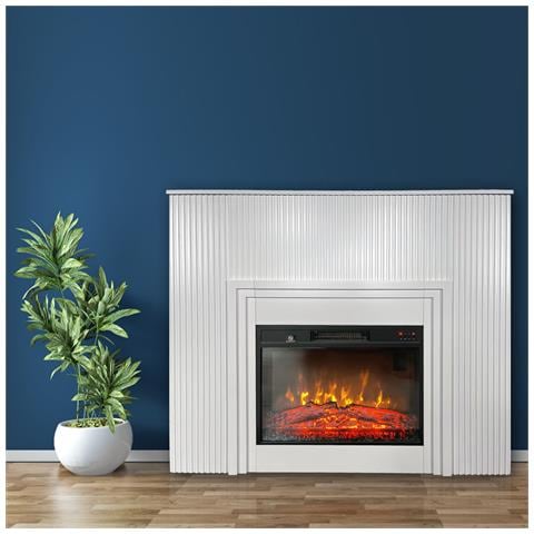 Camini Elettrici Con Listelli Lamelia Bianco, Con Effetto Sonoro, 3 Colori, Con L'app, L120xh102cm - Foto 7