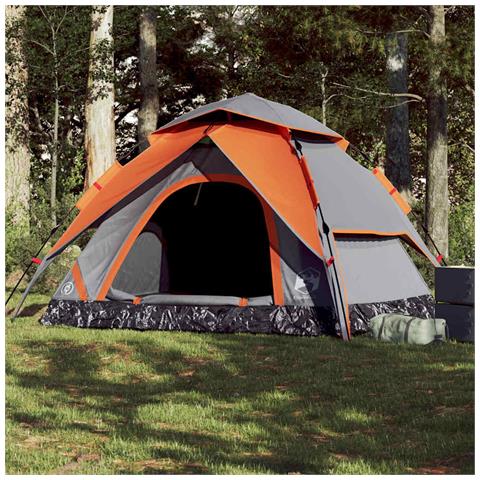 Tenda a Cupola 5 Persone Grigio e Arancione a Rilascio Rapido - Foto 1