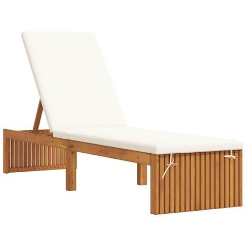 Lettino prendisole con cuscino 200x55x30 cm in legno massello di acacia - Foto 1