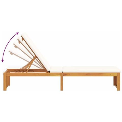 Lettino prendisole con cuscino 200x55x30 cm in legno massello di acacia - Foto 9