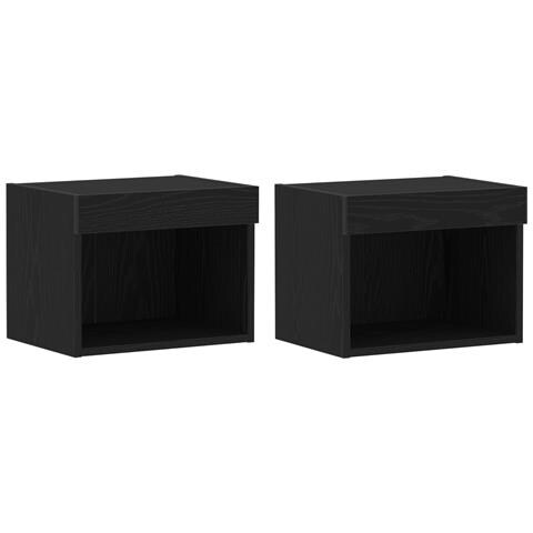 Armadi a muro  con luci LED 2 pezzi Rovere Nero 40x30x30 cm - Foto 1