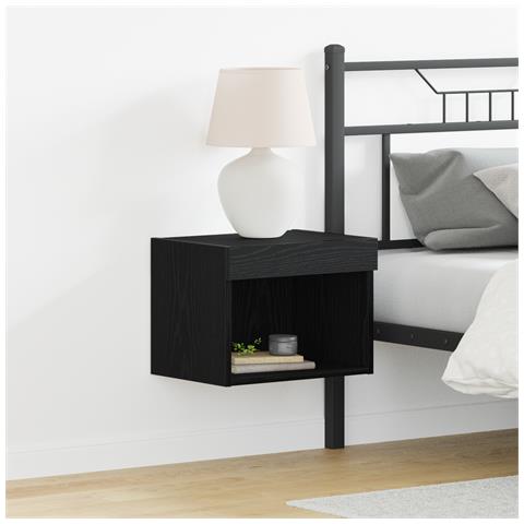 Armadi a muro  con luci LED 2 pezzi Rovere Nero 40x30x30 cm - Foto 2