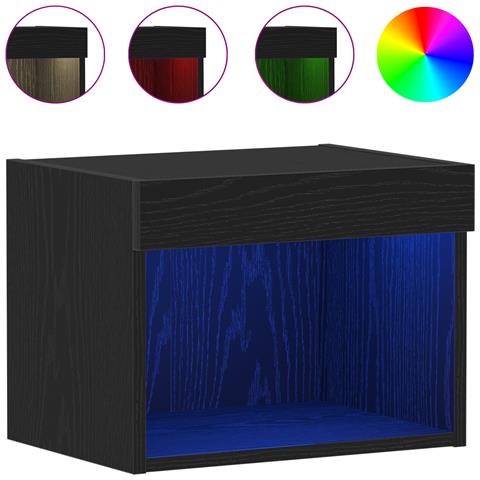 Armadi a muro  con luci LED 2 pezzi Rovere Nero 40x30x30 cm - Foto 9