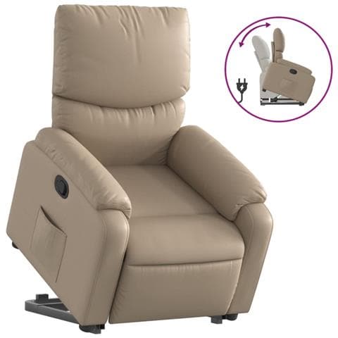 Poltrona Alzapersona Reclinabile Cappuccino in Similpelle - Foto 1