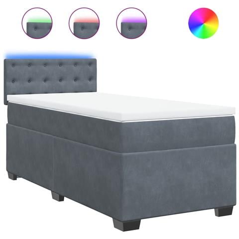 Giroletto a Molle con Materasso Grigio Scuro 90x190 cm Velluto - Foto 1