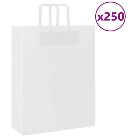 Sacchetti di Carta 250 pz con Manici Bianchi 32x12x42 cm - Foto 1