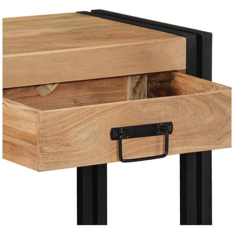 vitaXL Tavolino Consolle Nero 90x33x75 cm Legno massello di acacia e Metallo - Foto 9