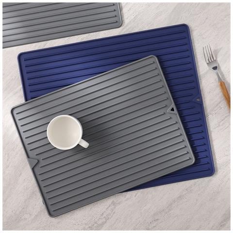 Tappetino Scolapiatti Triangolare Grande 40x30cm In Silicone - Multifunzionale E Antiscivolo Grey - Foto 3