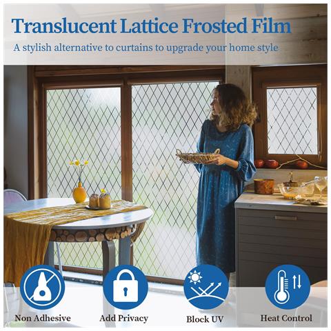 Pellicola Per Finestre Opaca Privacy Uv Vinile 60x200 Cm A Griglia Senza Colla - Foto 2