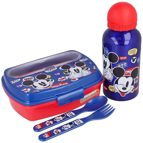 Set Portapranzo Con Borraccia Da 400 Ml E Posate In Plastica Senza Bpa, Blu Royal - Foto 1