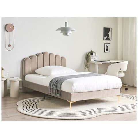 Letto Velluto Sauvian 120 X 200 Cm Tortora - Foto 1
