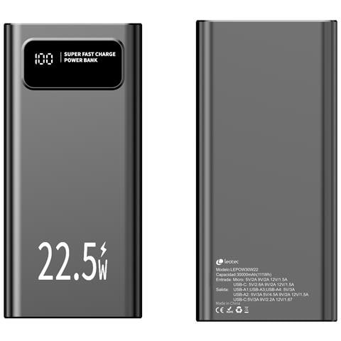 LEPOW30W22K batteria portatile Polimeri di litio (LiPo) 30000 mAh Nero - Foto 1
