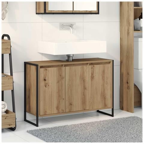 Mobile da Bagno con porta Rovere Artigianale 90 x 30 x 60 cm - Foto 2