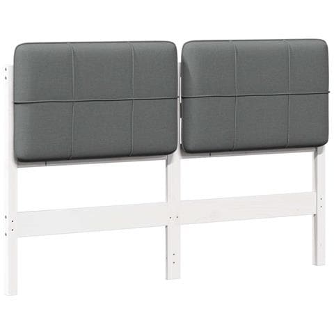Testiera imbottita Bianco e grigio chiaro 135 cm Pino massello - Foto 1