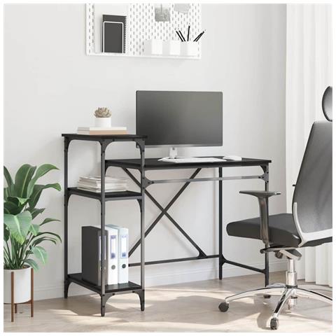 Scrivania Rovere Nero 105 x 50 x 90 cm Legno multistrato - Foto 2