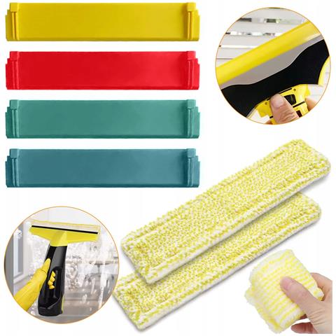 Set Di Accessori Per Pulizia Compatibile Con Kärcher Wv1 Wv2 Wv5 - 2 Panni Microfibra + 4 Lame Gomma 28 Cm | Alta Assorbenza E Precisione - Foto 1