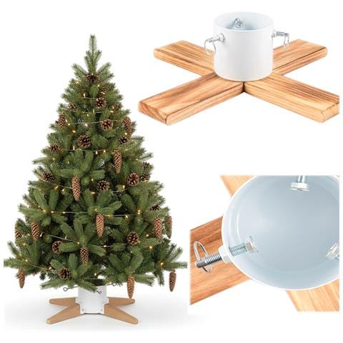 Base albero di Natale, legno e metallo, bianca, decorativa - Foto 4