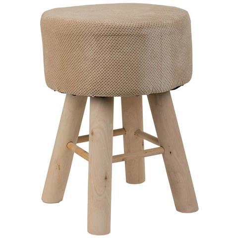 Sgabello In Legno Rivestito In Tessuto Marrone 32x32x44h - Foto 1