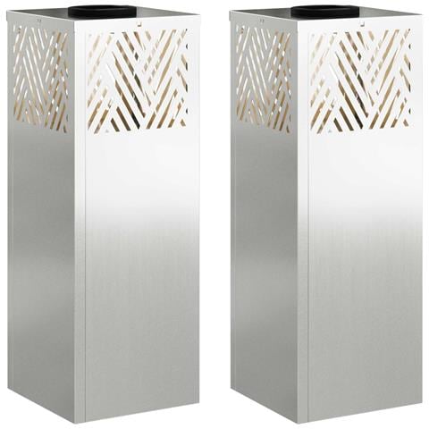 Faro LED solare per sentieri 2 pcs Argento Zincato - Foto 1