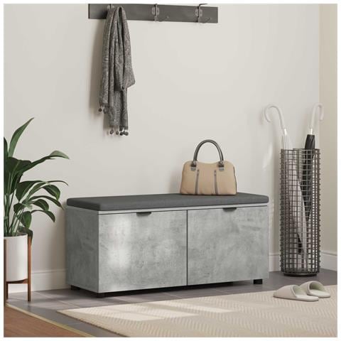 Panca per ingresso con cuscino Grigio Cemento 100 x 38 x 46 cm - Foto 2
