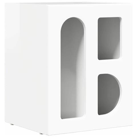 Comodino Bianco Lucido 40 x 35 x 50 cm Legno multistrato - Foto 1