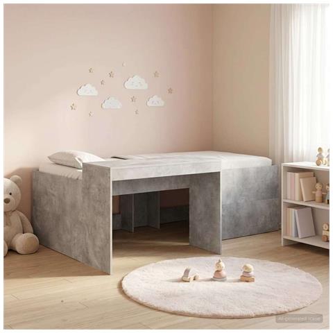 Letto alto per bambini con scrivania Grigio Cemento - Foto 2