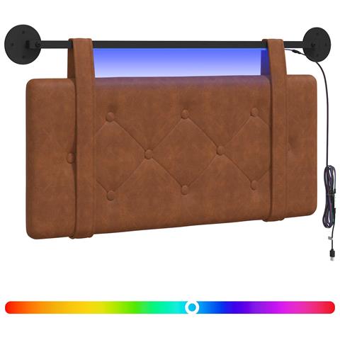 Testiera sospesa Con luce LED Marrone PU Antico - Foto 1