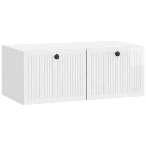 Mobile Porta TV da Muro Bianco Lucido 78,5 x 41 x 30 cm - Foto 1