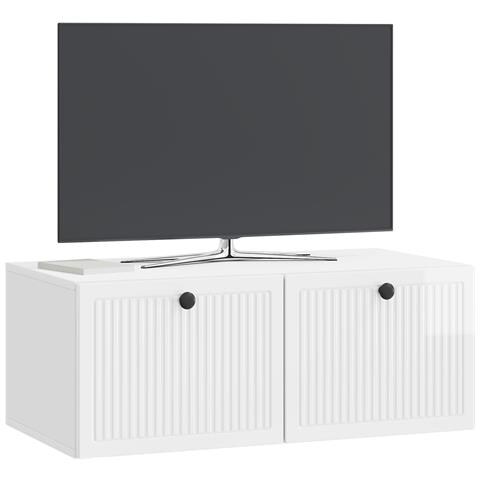 Mobile Porta TV da Muro Bianco Lucido 78,5 x 41 x 30 cm - Foto 2