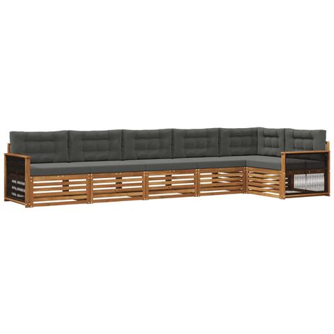 Set di divani da esterno con cuscino 6 pcs Naturale e Antracite - Foto 1