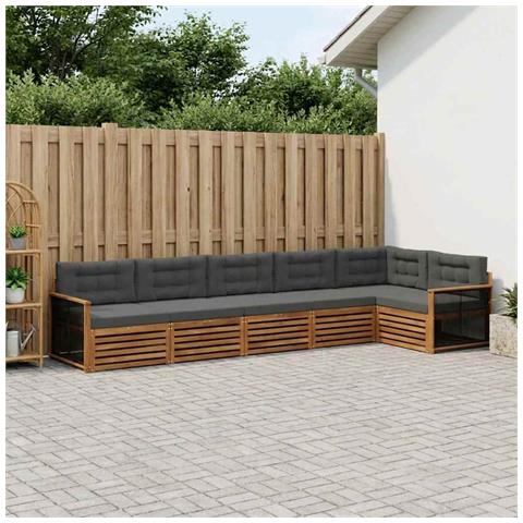 Set di divani da esterno con cuscino 6 pcs Naturale e Antracite - Foto 2