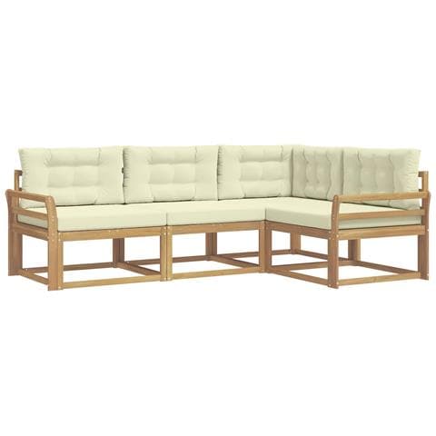 Set di divani da esterno 3 pcs Bianco e Crema Poliestere - Foto 1