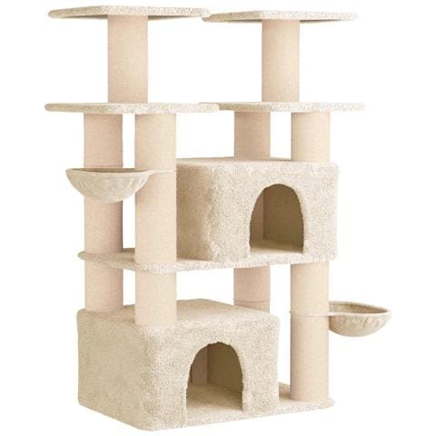 Albero per gatti con pali per graffiare in sisal 2 pz Crema - Foto 1