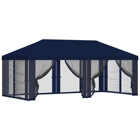 Copertura Gazebo con Pareti Laterali 6 x 3 m Blu Poliestere 190 - Foto 1