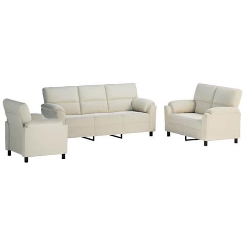 Set di divani 3 pz Crema Velluto - Foto 1