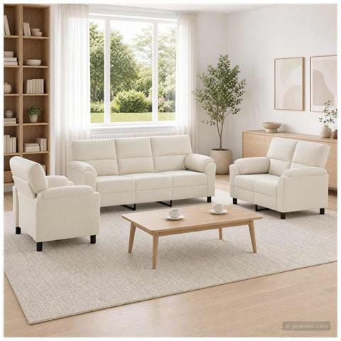 Set di divani 3 pz Crema Velluto - Foto 9