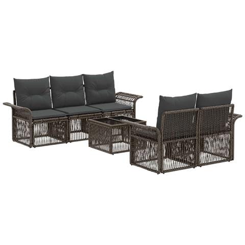 Set Divano da Giardino 6 pz Grigio polyrattan - Foto 1